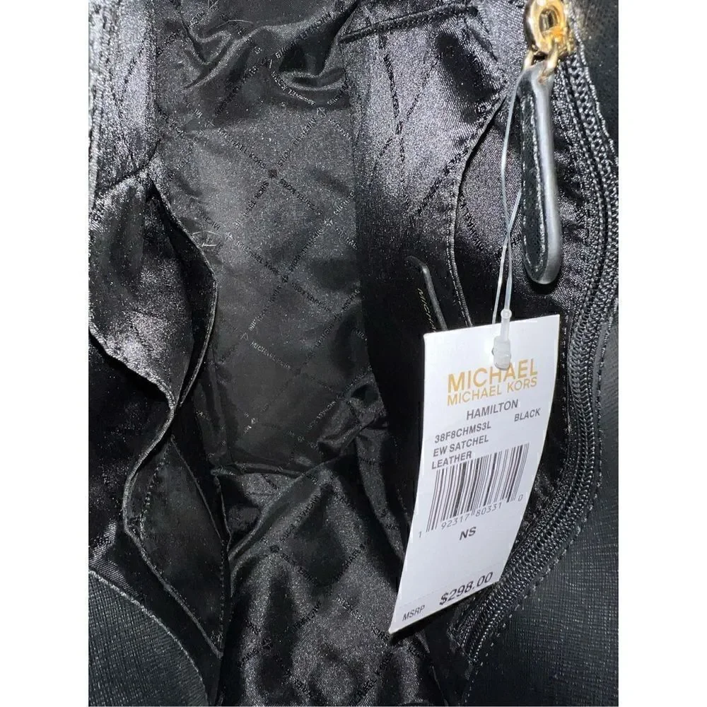 🔥🎁NWT! Michael Kors HAMILTON East West Satchel Handbag Black Msrp:298.00
